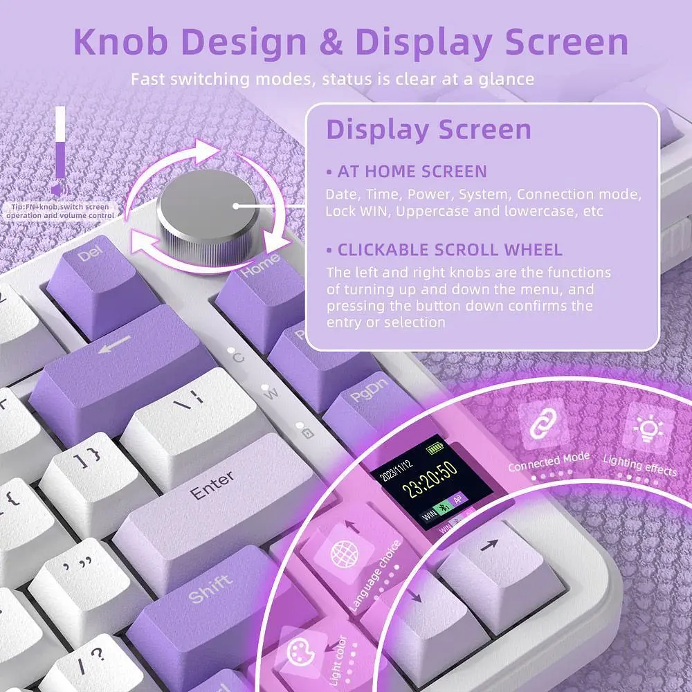 Клавіатура Attack Shark X85 Pro RGB Linear Blueberry Switches Wireless Lavender (AS-6972792471105-L) [166722] - фото 3