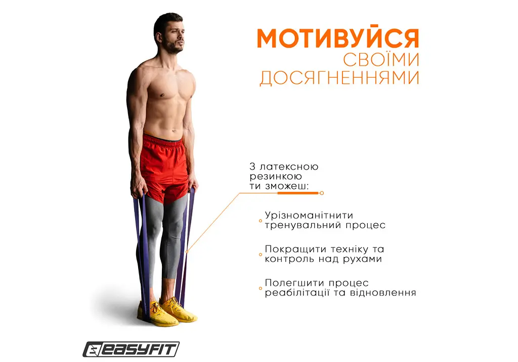 Резиновая петля-эспандер Easyfit Origin 15-45 кг резинка для подтягиваний, фитнеса и тренировок Фиолетовая (EF-2654-4) - фото 5