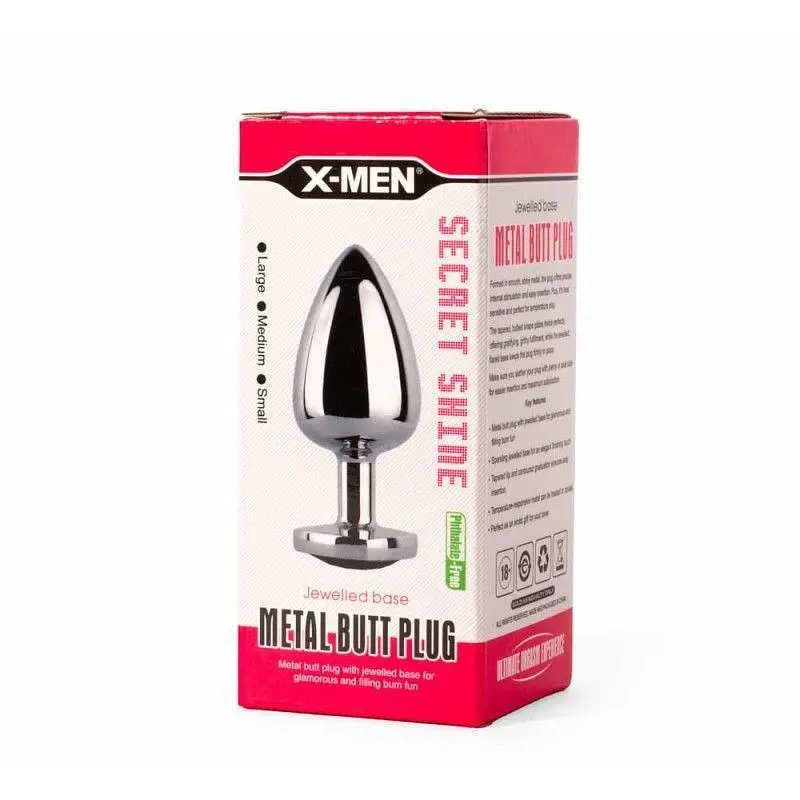 Анальна пробка X-Men Secret Shine Red Heart, 9,5 см (червоний) - фото 6