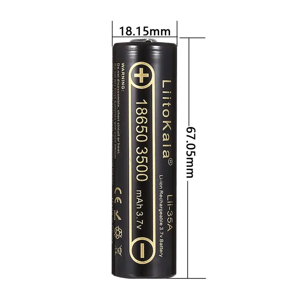 Акумулятор 18650 3500mah (3300-3500mah), 3.7V(2.75-4.2V), Black Liitokala (Lii-35A-JT) - фото 5
