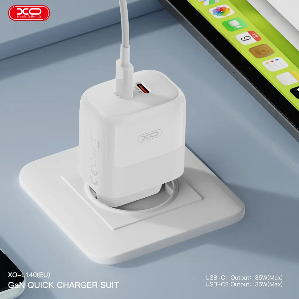 Зарядний пристрій XO L140 35 Вт 2xUSB-C PD білий (L140_White) - фото 4
