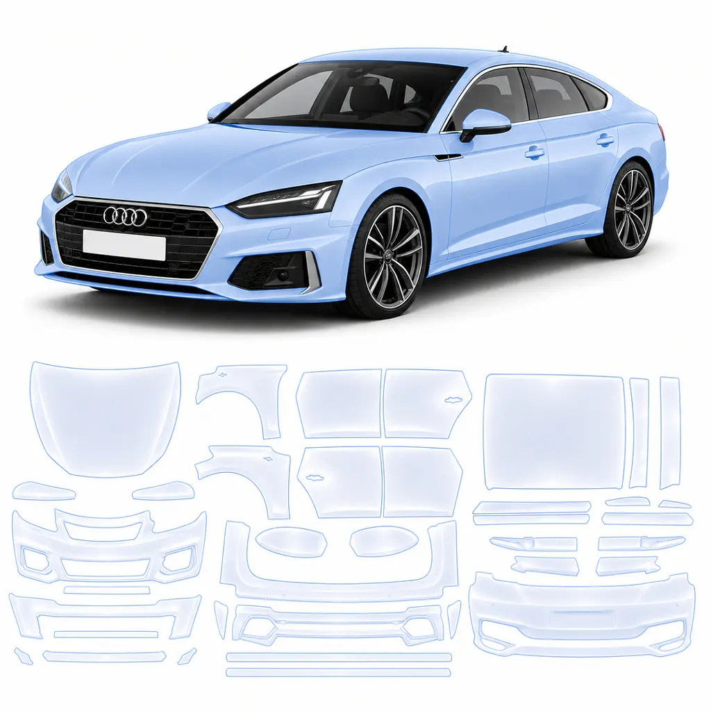 Антигравійна захисна бронеплівка за лекалами для Audi A5 F5 facelift 2020-2024 - повний кузов