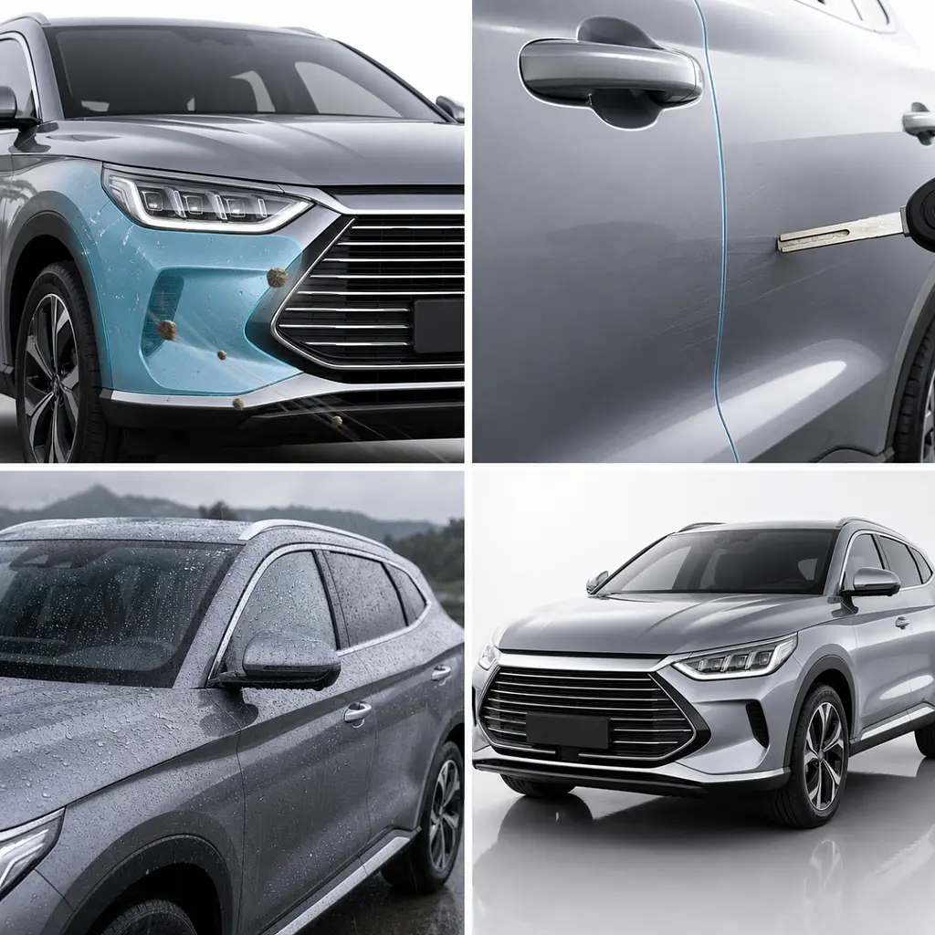 Антигравійна захисна бронеплівка за лекалами для BYD Song Plus I 2020-2022 - передня частина авто (капот бампер крила)) - фото 3