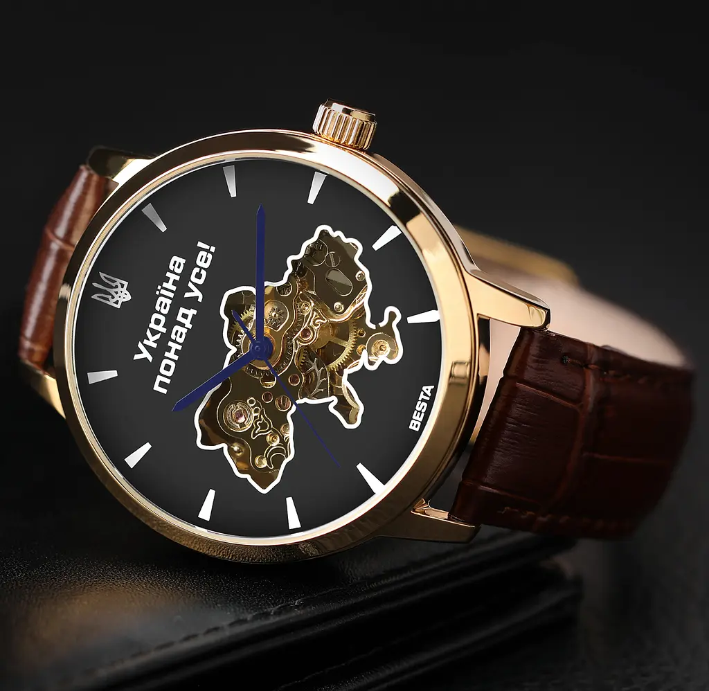 Наручний годинник чоловічий BESTA Skeleton Gold Black Dial Золотистий (3583) - фото 4