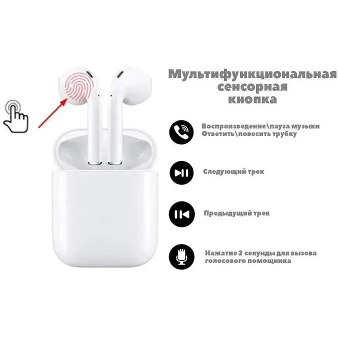 Бездротові блютуз навушники TWS i11 з боксом для заряджання White (au059-hbr) - фото 3