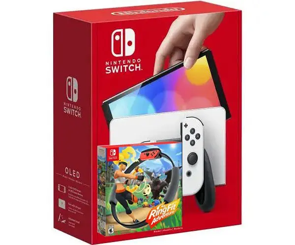 Игровая консоль Nintendo Switch OLED model White + Ring Fit Adventure - фото 6