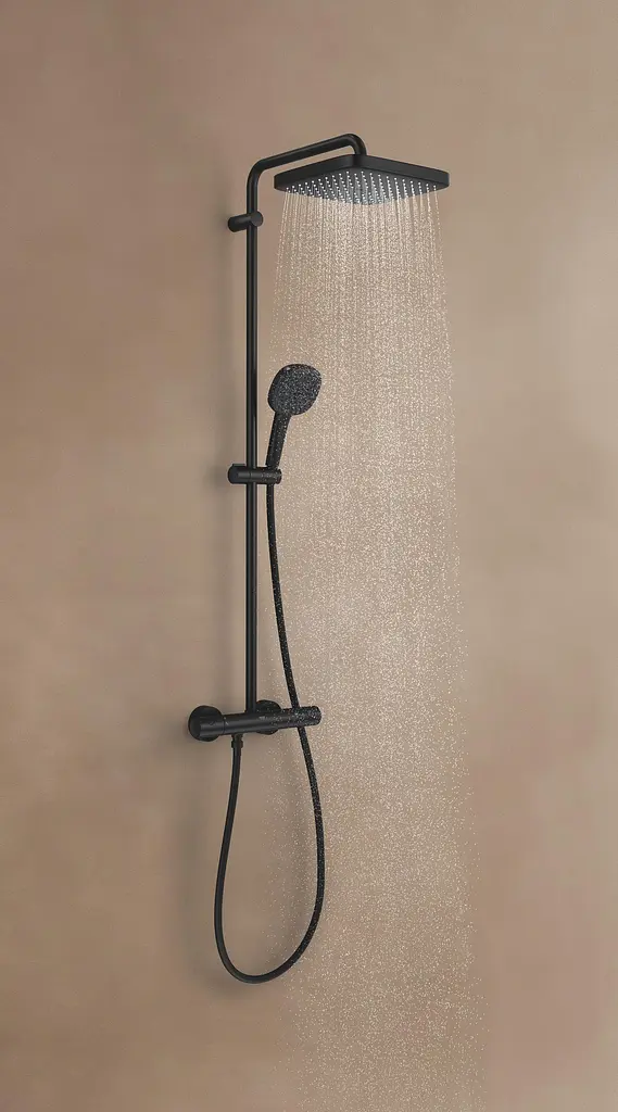 Душова система з термостатом для настінного монтажу Grohe Tempesta System 250 Cube 266892431, Чорний матовий - фото 7