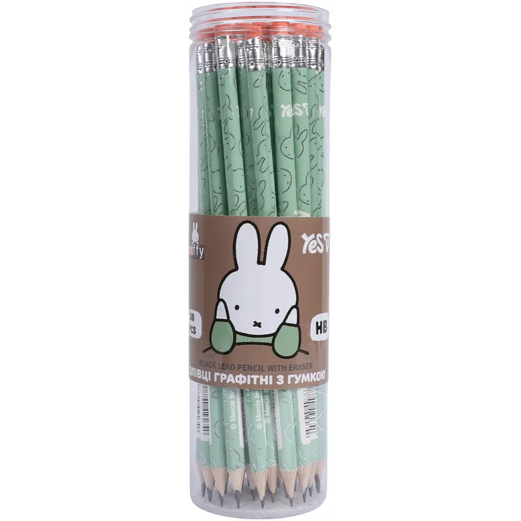 Олівець чорнографітний Yes Miffy круглий з гумкою 36 шт. (280691) - фото 3