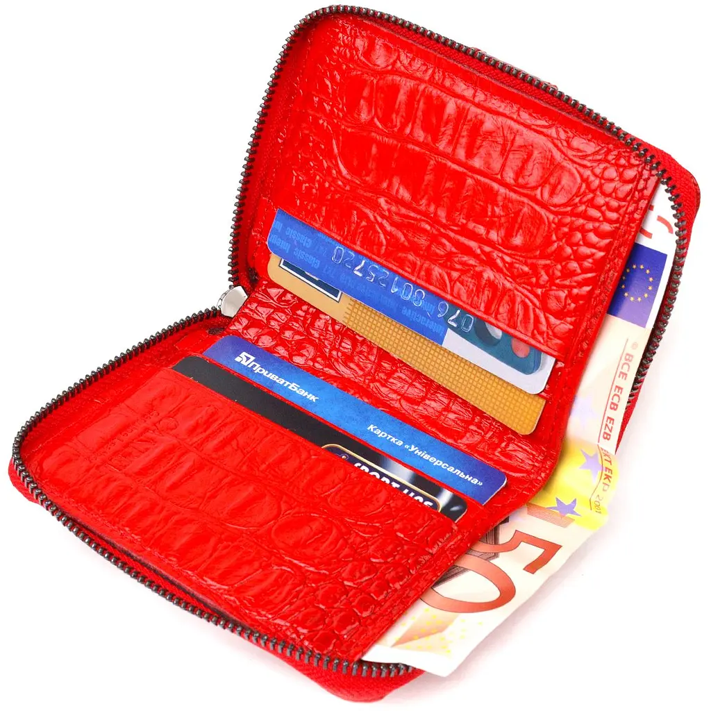 Оригінальне жіноче портмоне з натуральної фактурної шкіри Canpellini 21489 червоне - фото 8