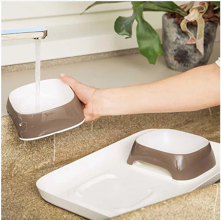 Миски на підставці для собак та котів Ferplast Glam Tray Small сірі 40x23x5.5 см 2x400 мл 71908521 - фото 2