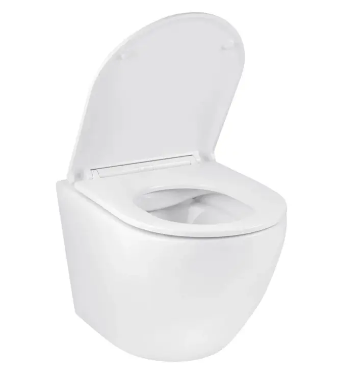 Унітаз підвісний безобідковий Kroner Harz WHI493736 RIMLESS з сидінням Slim Duroplast / Soft-close / Quick relase (KH493736WHIR) (CV029609) - фото 3
