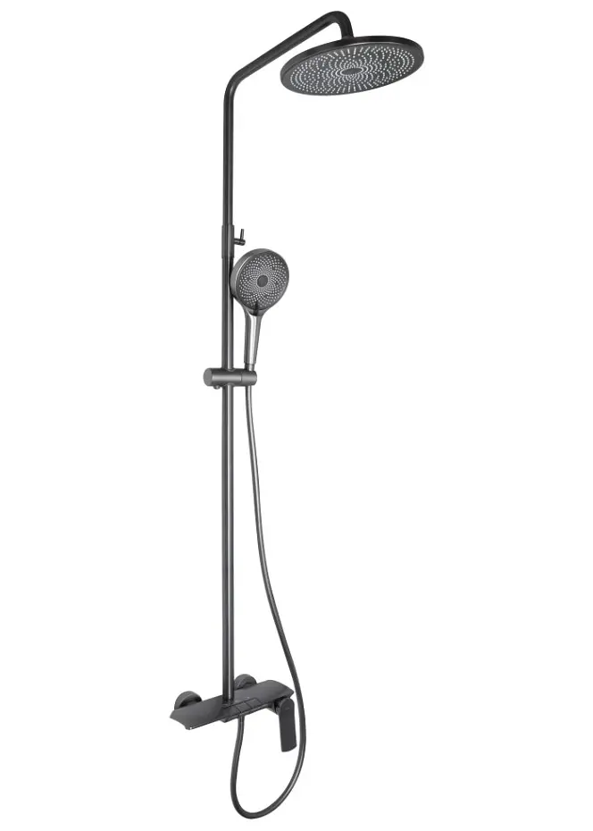 Душова система універсальна Qtap Slavonice Gunmetal Black PVD з виливом QTSLA111GMB45905
