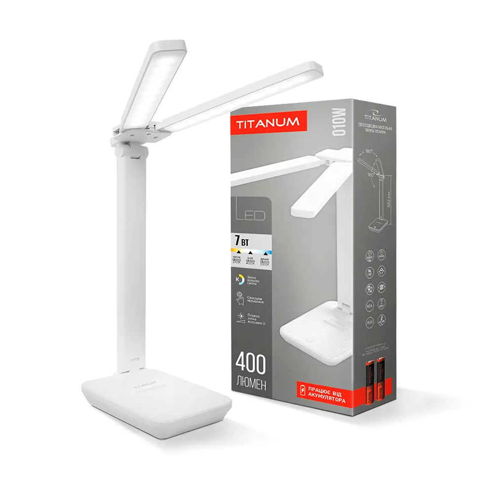 LED лампа настiльна з акумулятором TITANUM TLTF-010W 7W 2700-6000K TITANUM (27414-000)