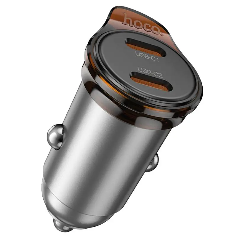 АЗП Hoco NZ16B Rigorous PD45W (2USB-C) Metal grey - фото 2