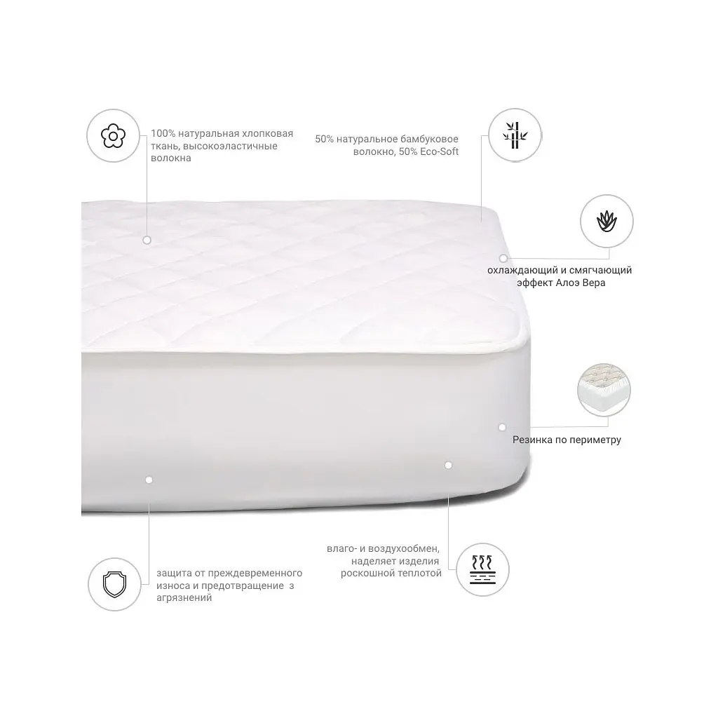 Наматрацник MirSon Natural Line Стандарт Bamboo Aloe Vera 970 160x190 см (2200000838629) - фото 3