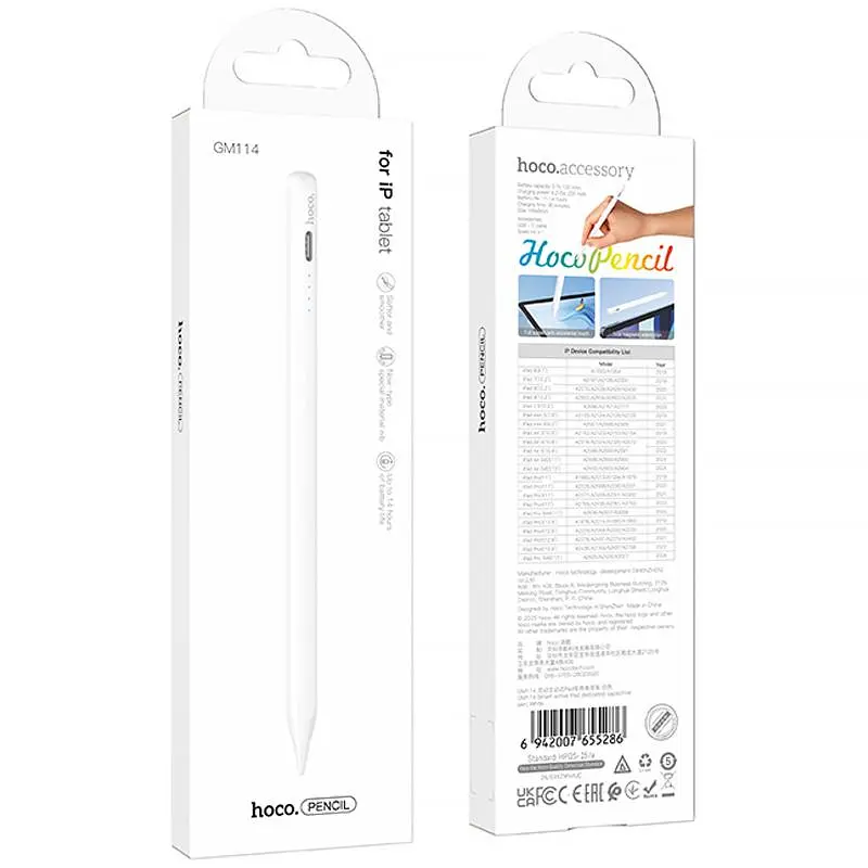 Стилус Hoco GM114 Smart active Pad dedicated capacitive pen for iPad White - фото 4