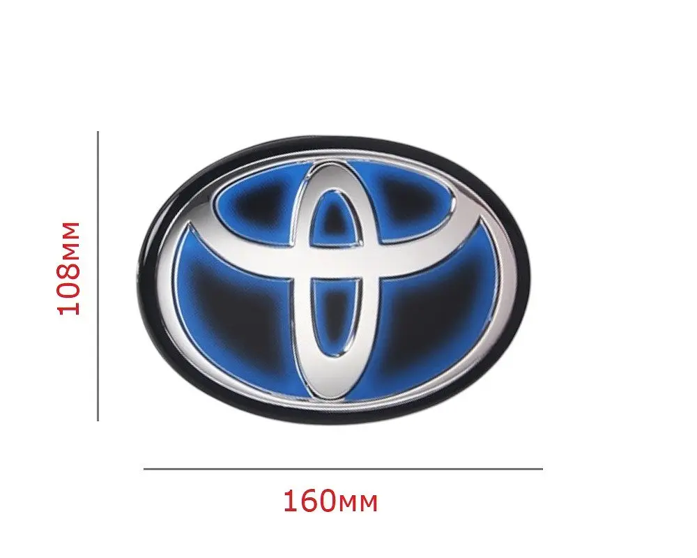 Емблема під склом Toyota Чорна із Синім Контуром 160х108 мм на скотчі (Завод) - фото 2