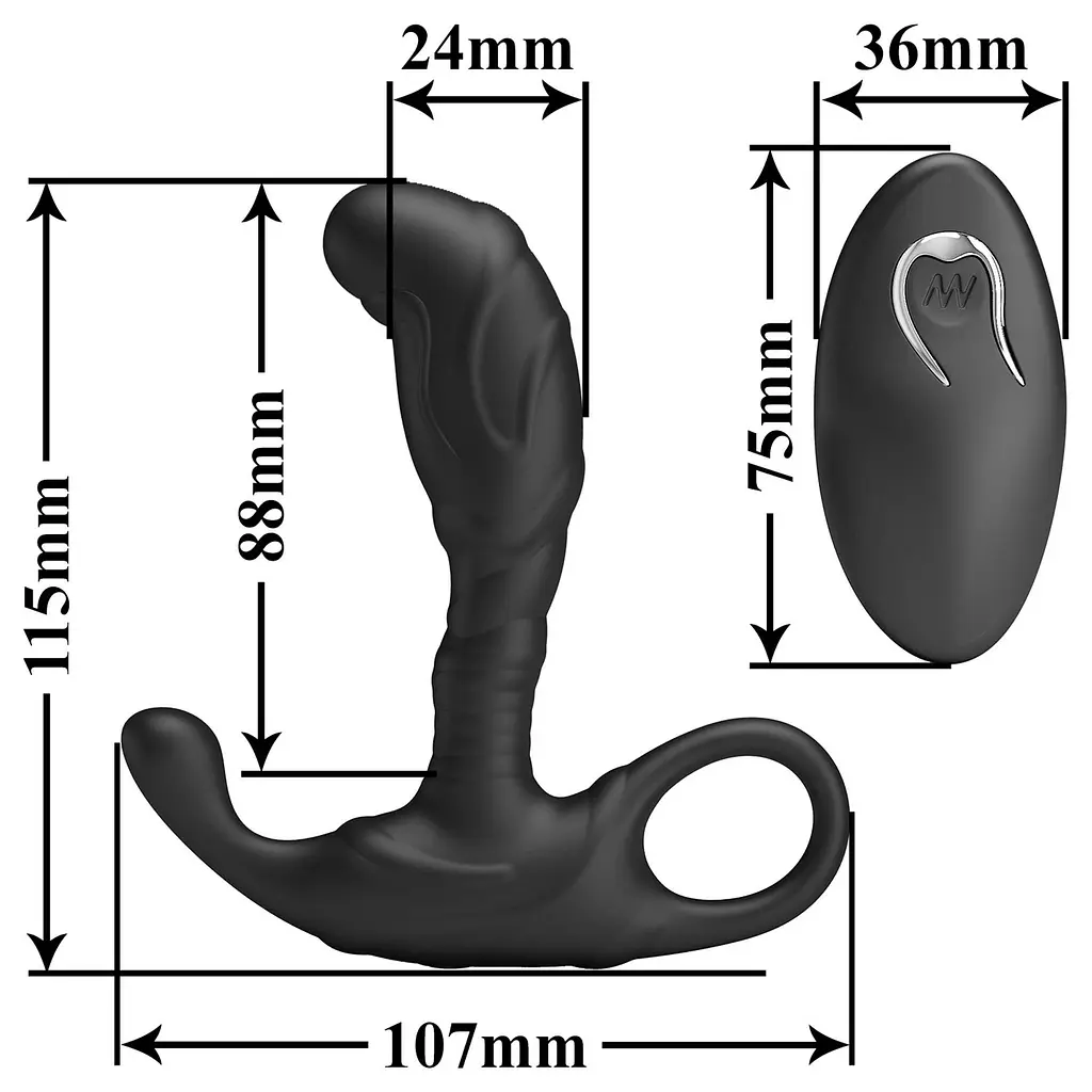 Стимулятор простати Play Remote Control, 11.5 см (чорний) - фото 6