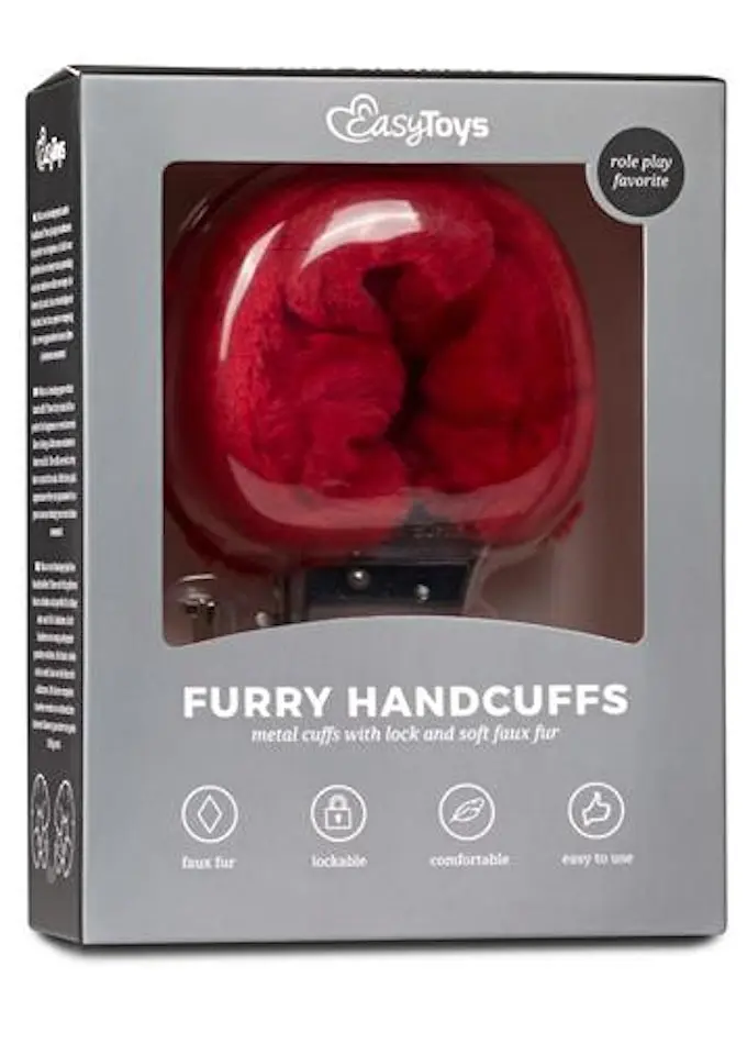 Наручники EasyToys Furry Handcuffs (красный) - фото 5