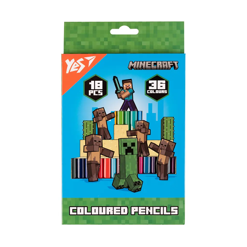 Олівці кольорові YES Minecraft Heroes 18/36 кольорів (290750)