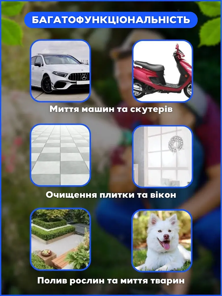 Садовий шланг поливальний, що розтягується, з пістолетом 49 м синій (1000305691) - фото 8