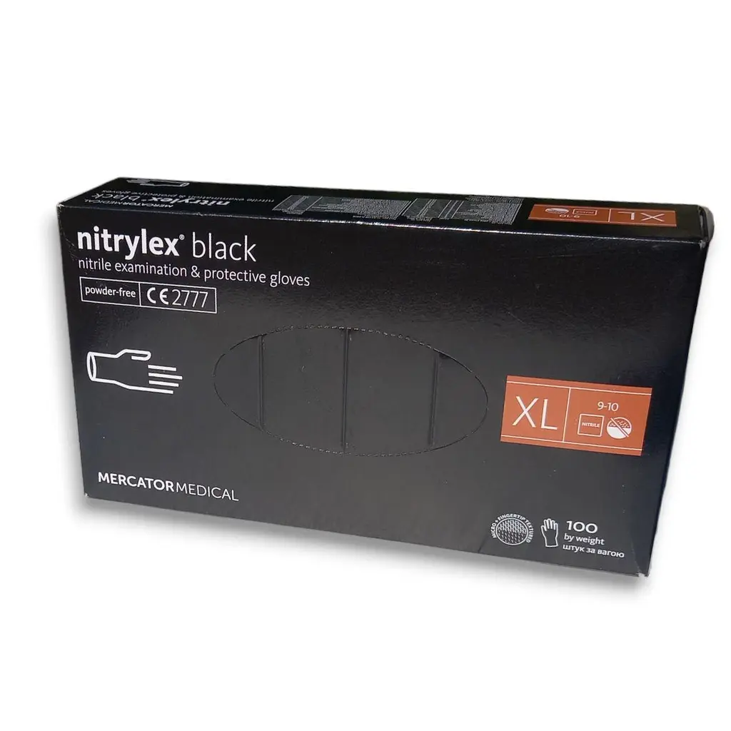 Рукавички нітрилові Nitrylex нестерильні неопудрені чорні розмір XL 100 шт. - фото 2
