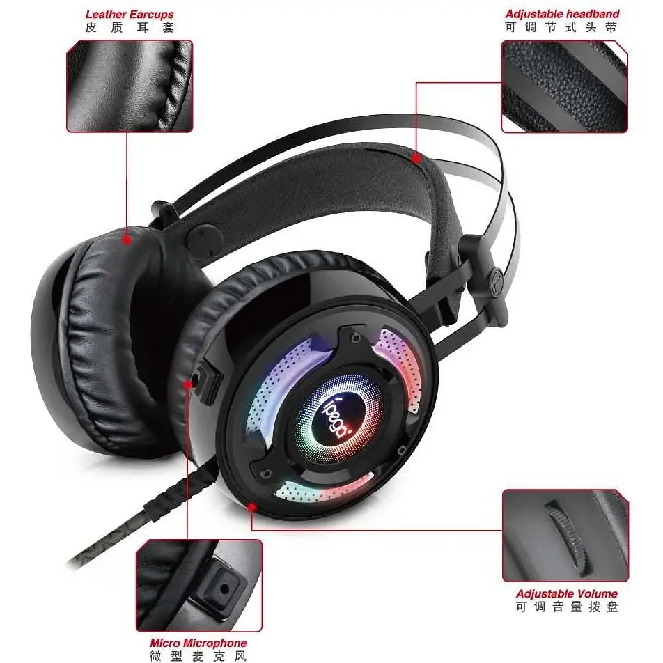 Наушники iPega Gaming with RGB LED PG-R008 Noice Reduction 3.5 mm - фото 3