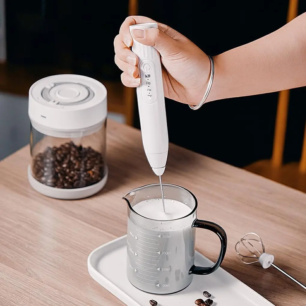 Капучинатор ручний CoffeeMix, білий, акумуляторний, 2 насадки, 5 Вт - фото 3