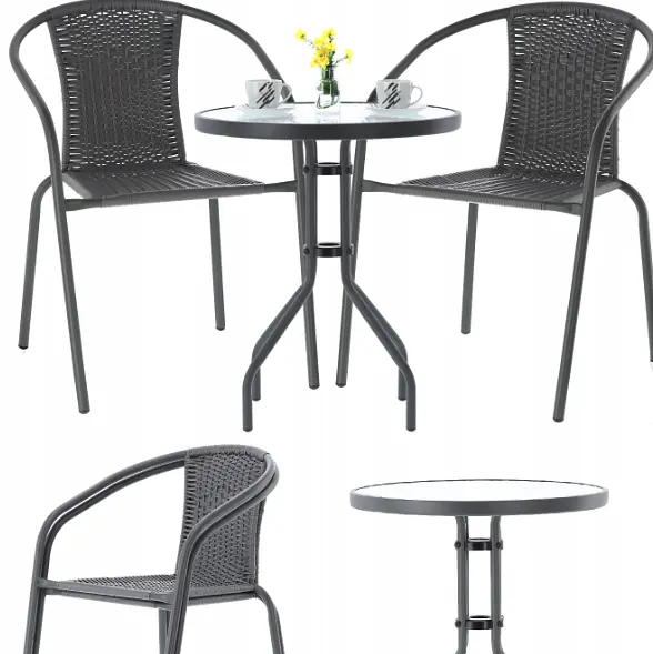 Садові меблі Chomik Bistro New стіл та 2 стільці сірий - фото 4