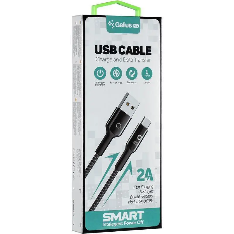 USB кабель Gelius Pro Smart GP-U08c Type-C Black (2A) - фото 2