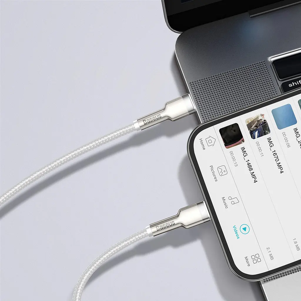 Кабель Baseus Cafule Metal Data Cable USB-C to Lightning PD 20W 1m White (CATLJK-A02) [73264] - фото 3