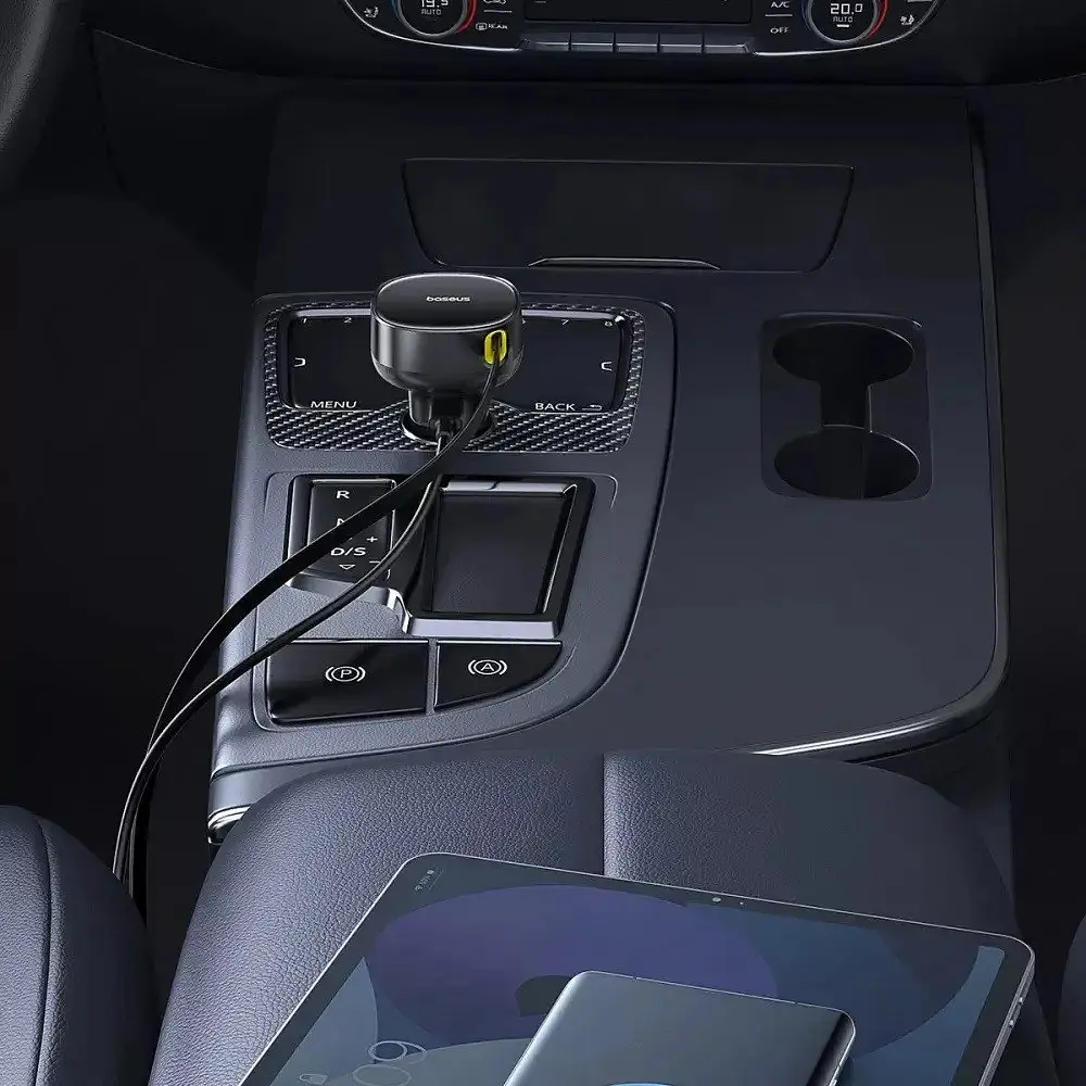 Розгалужувач - подовжувач зарядний в авто Baseus Enjoyment Pro 60 W (1USB-C) + висувний кабель Type-C - фото 8