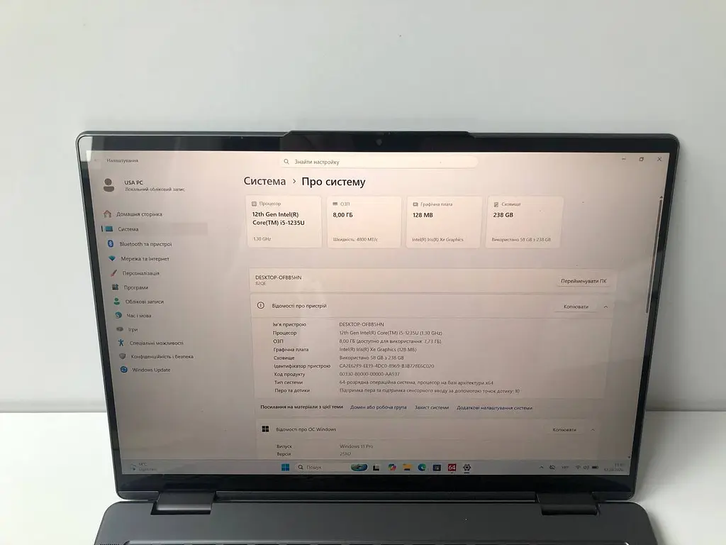 Ноутбук Lenovo Yoga 7 14IAL7 (i5-1235U / 8GB / SSD 256GB / 2240x1400 IPS Touch) б/в - фото 4