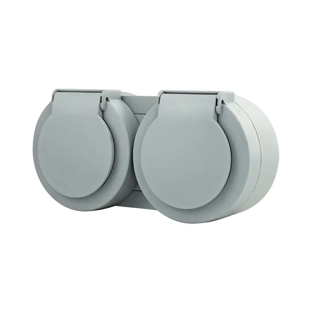 Розетка подвійна Ovivo Electric xOne з заземленням та кришкою сірий - фото 4