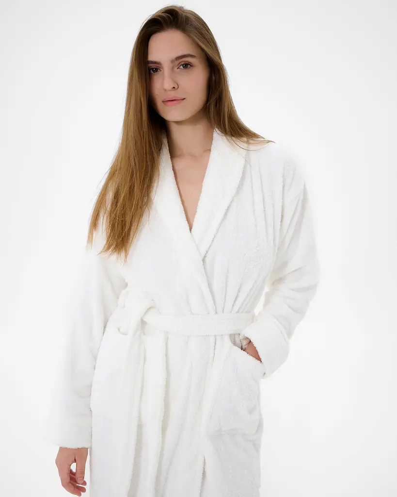 Халат махровый unisex Lotus Home - Basic Soft белый 2XL - фото 5