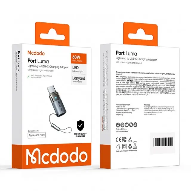 Адаптер Mcdodo Lightning to USB-C 60W Charging Adapter чорний - фото 2