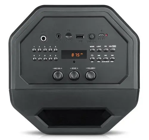 Колонка портативна 2.0 Real-El X-757 Black, 2 x 25 Вт, пластиковий корпус, Bluetooth, MicroSD / USB, FM - приймач, живлення від акумулятора, 8000мА x год, керування збоку - фото 5