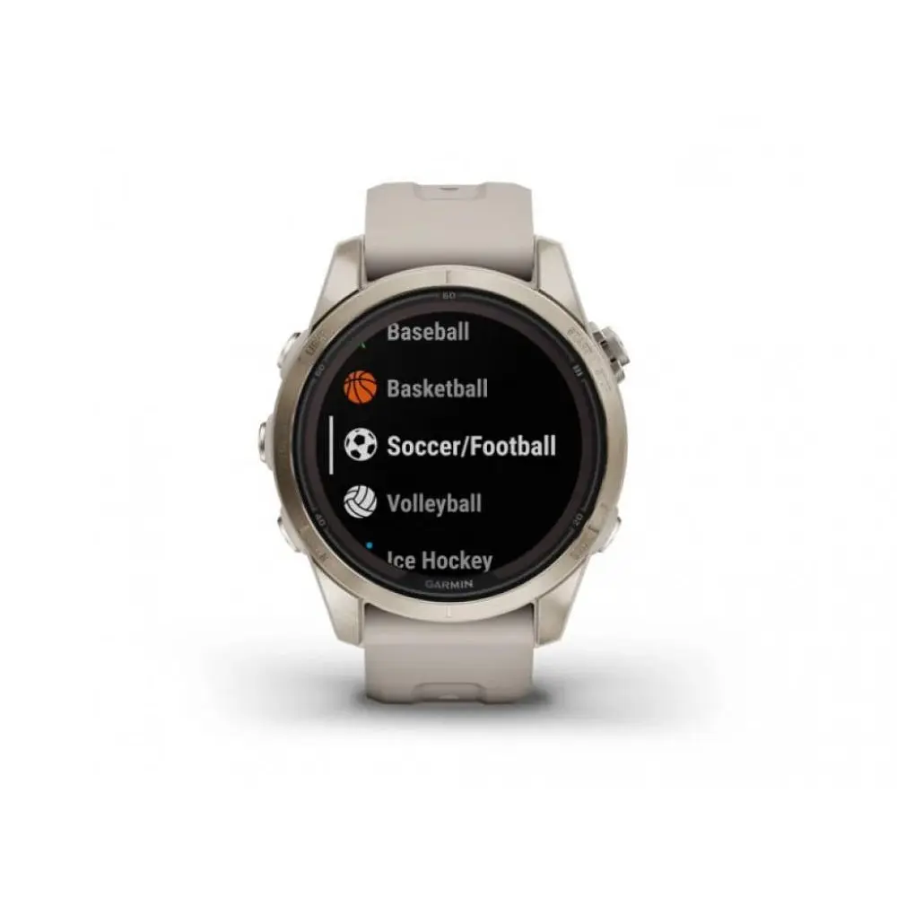 Смарт-годинник Garmin Fenix 7S Sapphire Solar Soft Gold w. Light Sand Band (010-02776-14/15) - фото 10
