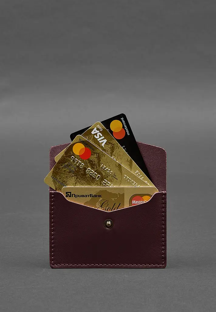 Кожаный кард-кейс 9.0 бордовый краст - фото 4