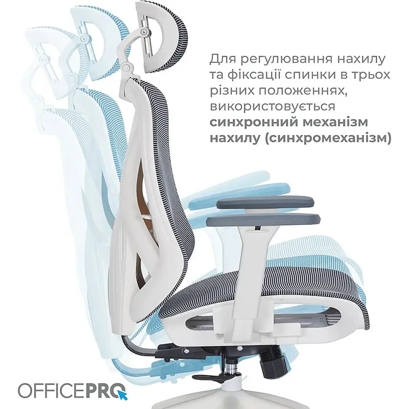 Крісло офісне Officepro Atlas OC630-W-DG-DG White/Dark Gray (OC630-W-DG-DG) - фото 11