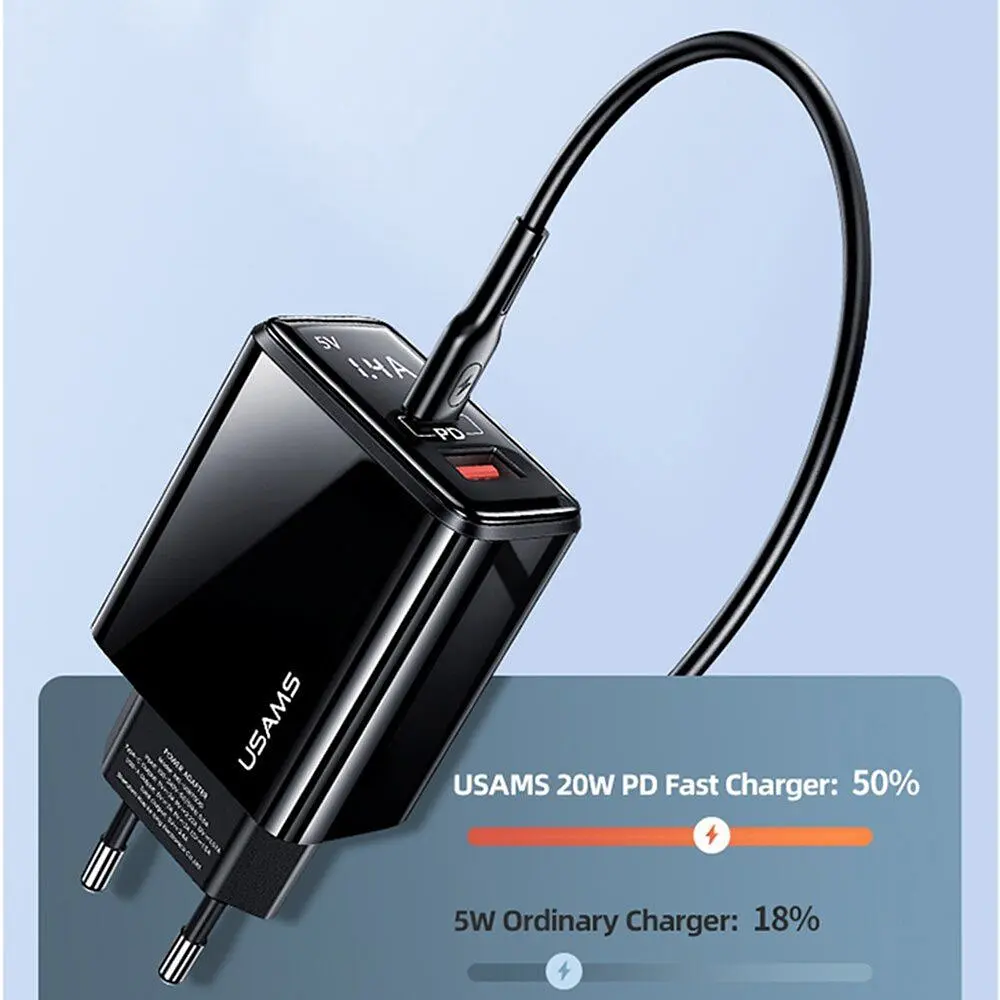 Сетевое зарядное устройство Usams T40 US-CC133 20W Black (CC133TC01) [160712] - фото 10