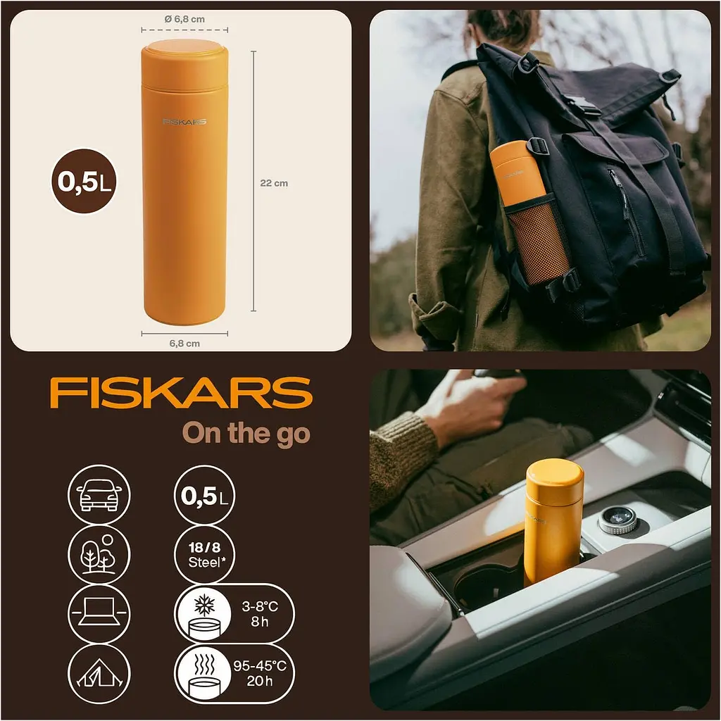 Термос Fiskars On-The-Go помаранчевий 500 мл (1078698) - фото 7