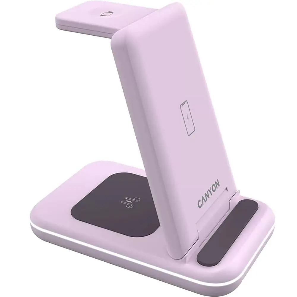 Зарядное устройство Canyon WS-304 3 в 1 QI Iced Pink (CNS-WCS304IP) - фото 2