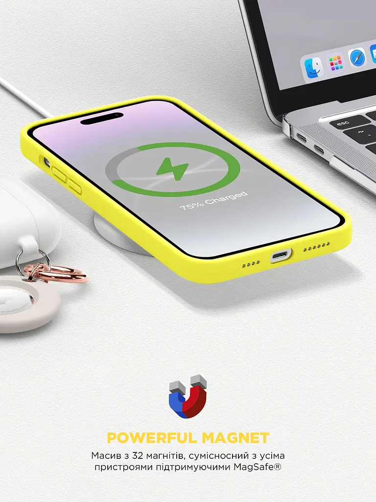 Силиконовый чехол с MagSafe для Apple iPhone 14 Pro, ICON2 MagCase, желтый, противоударный, панель с мягкой подкладкой, защита всего корпуса, поддержка беспроводной зарядки, совместим с защитными стеклами и пленками, ArmorStandart (ARM68408) - фото 9