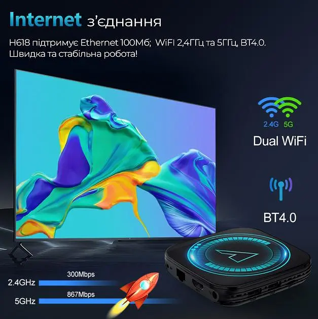Смарт ТВ приствка Vontar H618 4/32Gb Android TV 11. Медіаплеєр 8K HDR. YouTube та фільми без реклами, налаштування Android TV у подарунок - фото 6