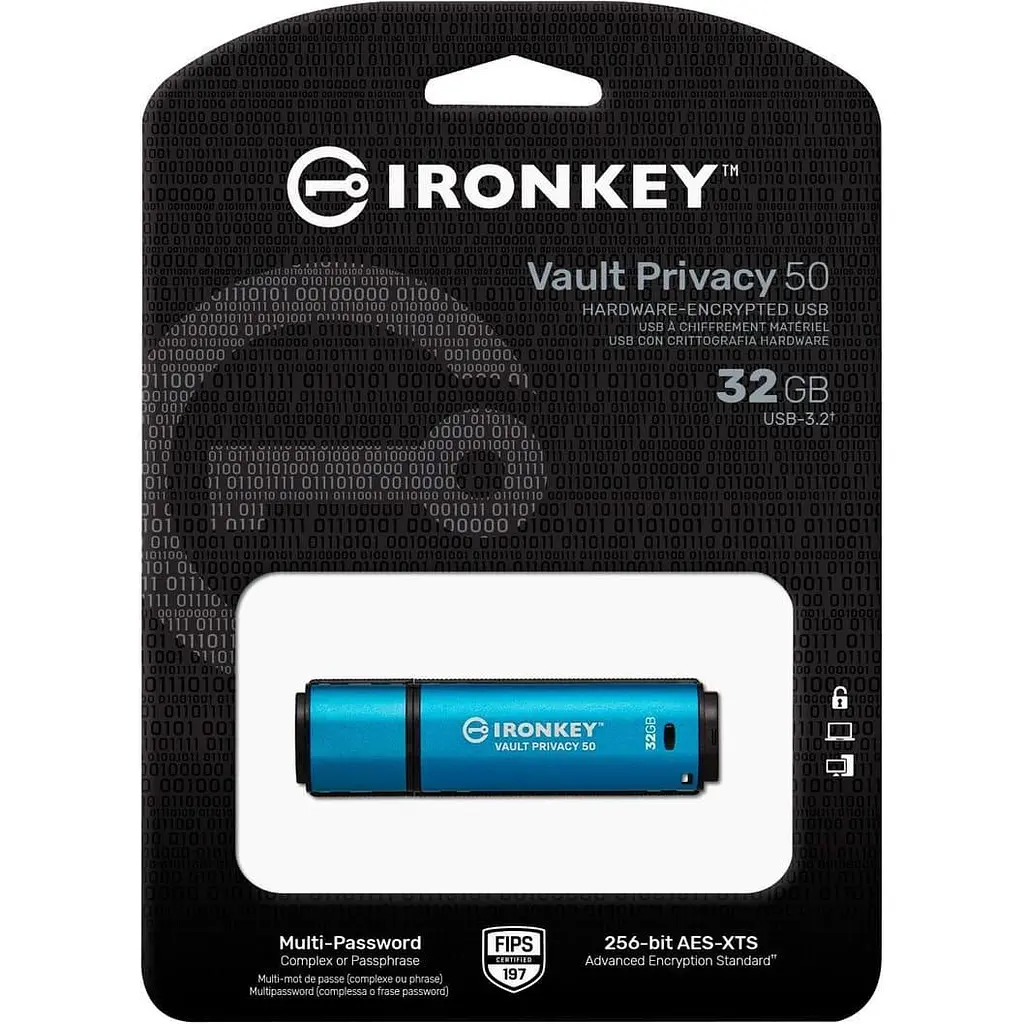Флеш-накопитель Kingston 32GB USB3.2 IronKey Vault Privacy 50 Type-A Blue (IKVP50/32GB) - фото 4