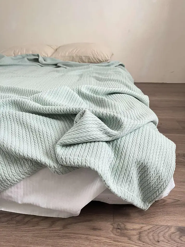 Покривало Zeintex Косичка бавовняне м'ятне 230х320 см - фото 5