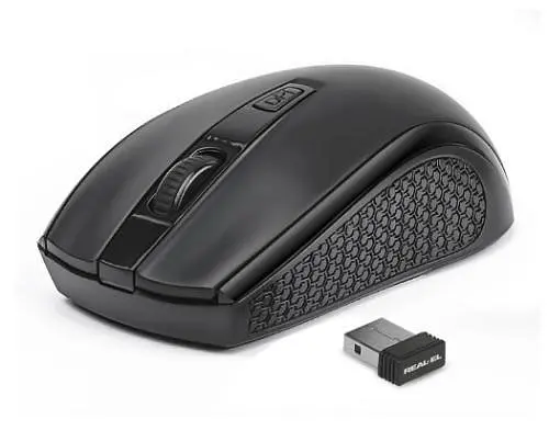 Миша REAL-EL RM-308 Wireless, чорний, бездротова, USB, оптична, 1600 dpi, 4 кнопки, 2xAAA (RM-308)