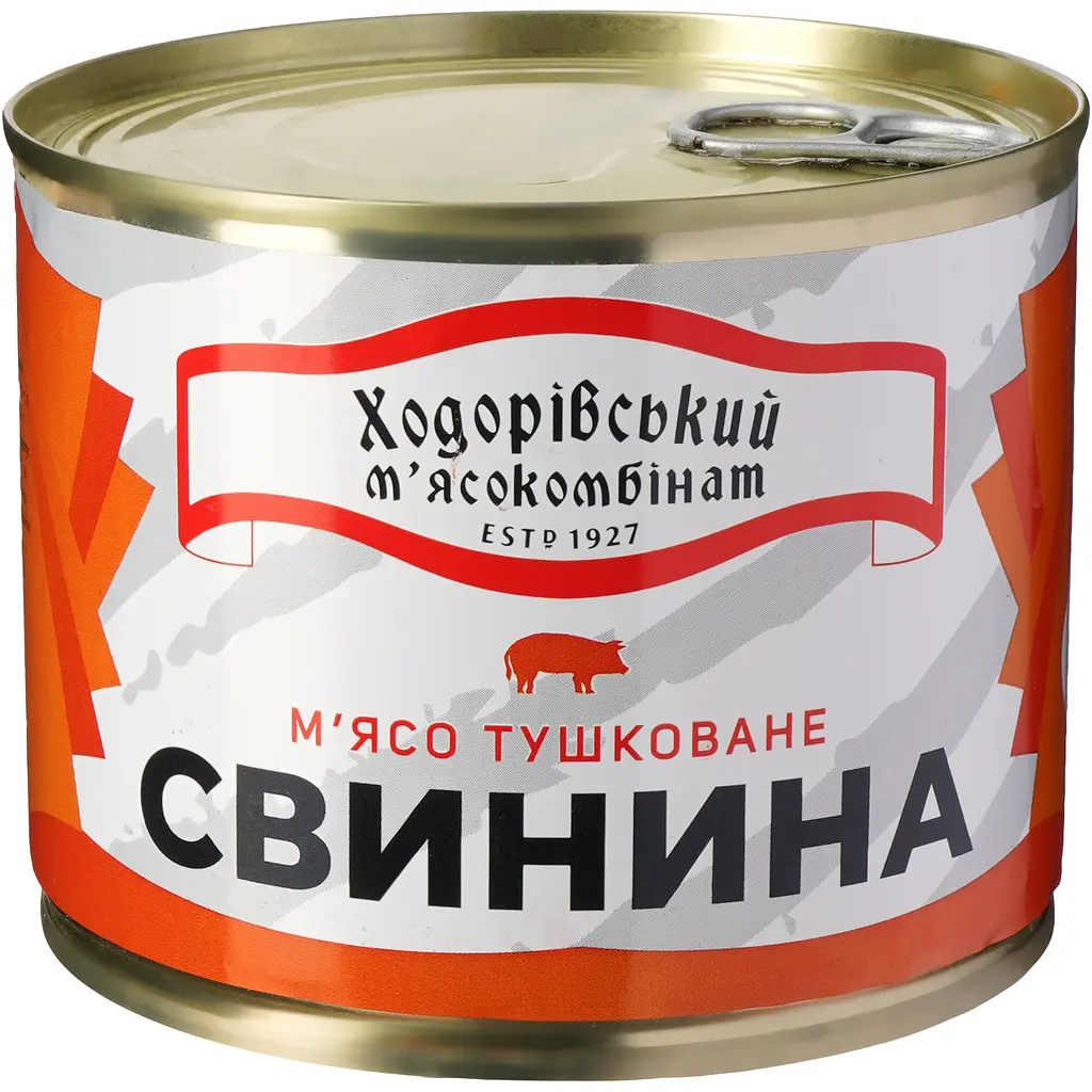 Свиняча тушонка Ходорівський м'ясокомбінат в металевій банці 525 г