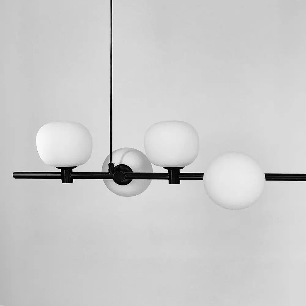 Люстра на 5 белых плафонов в черном удлиненном корпусе 100 см Ст. F 85/5 BK+WT | Line F - фото 7